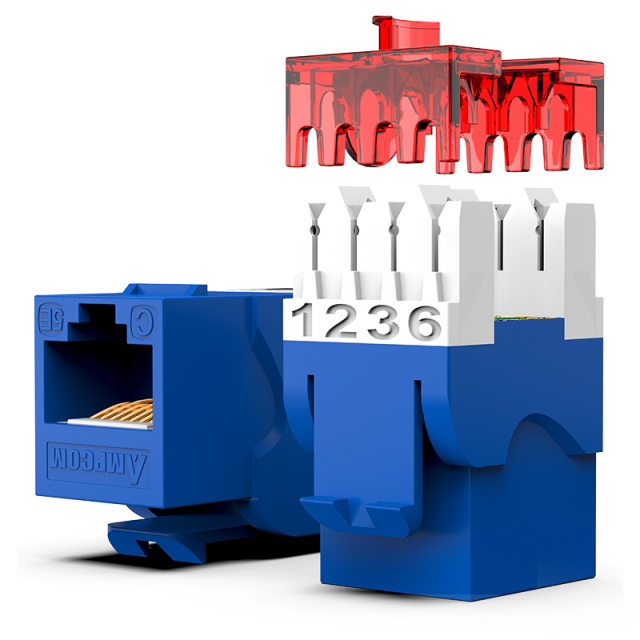 安普康AMPCOM超五类非屏蔽网络模块180°免打(各色）  