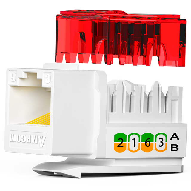 安普康AMPCOM工程级 六类非屏蔽网络模块90°斜角/平角打线AC6081  