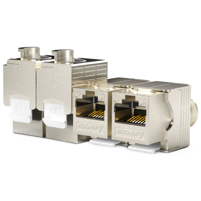 安普康AMPCOM六类屏蔽网络模块锌合金180°免打线AC6B8     