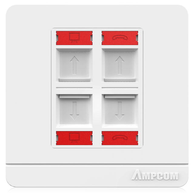  安普康AMPCOM 四位网络电话插座面板A864     
