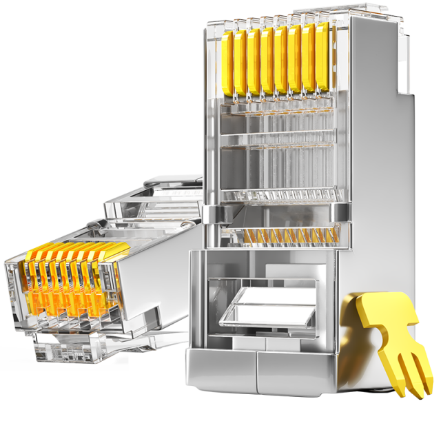 安普康AMPCOM 六类屏蔽水晶头透明色（铁壳）AC650WH