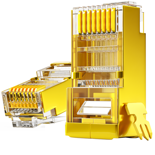 安普康AMPCOM 屏蔽超五类水晶头铜壳透明色AC5E350WH        